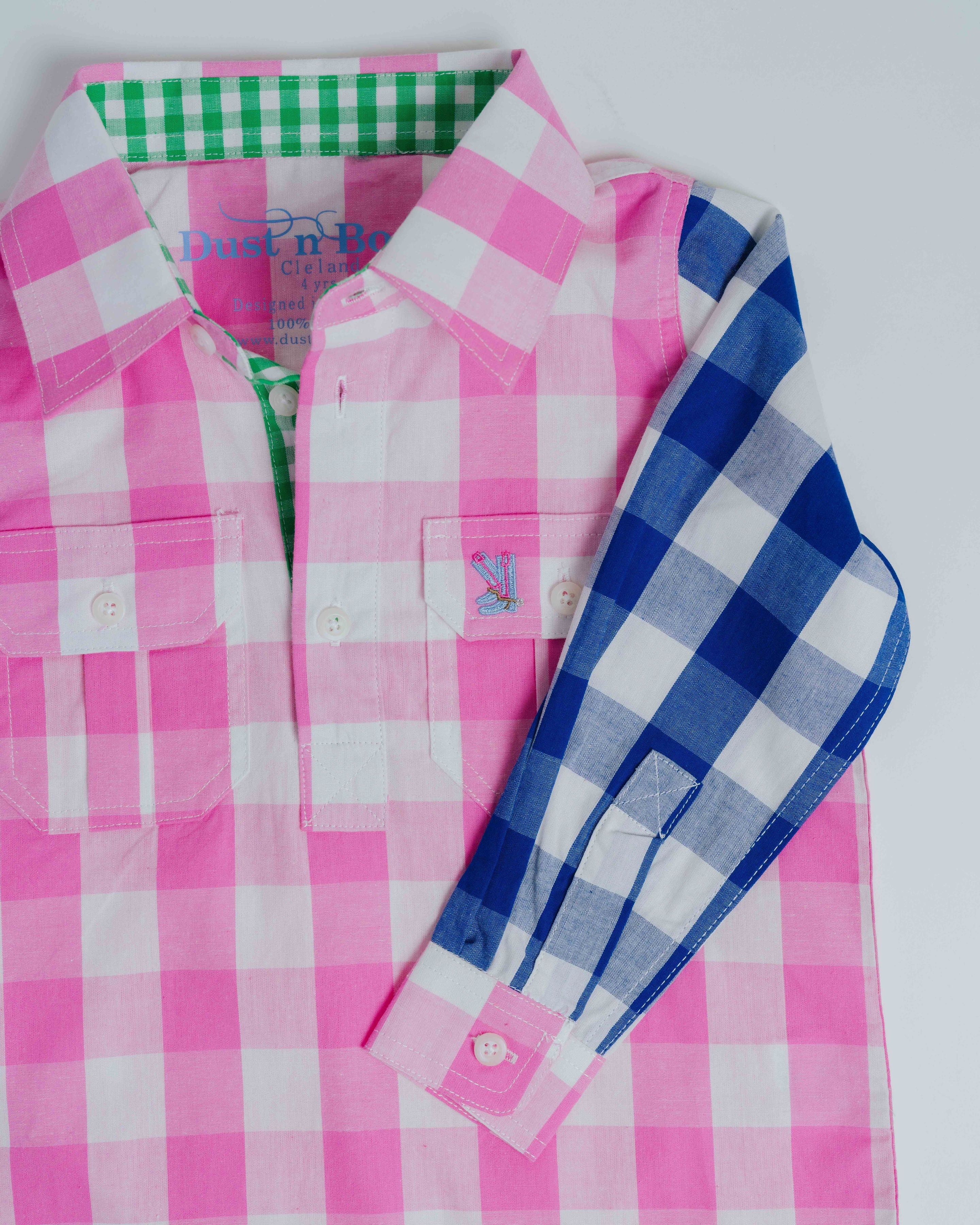 Kids F-Large Pink Check Multi Shirt
