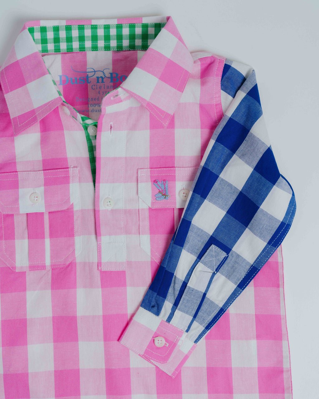 Kids F-Large Pink Check Multi Shirt