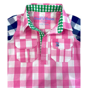 Kids F-Large Pink Check Multi Shirt