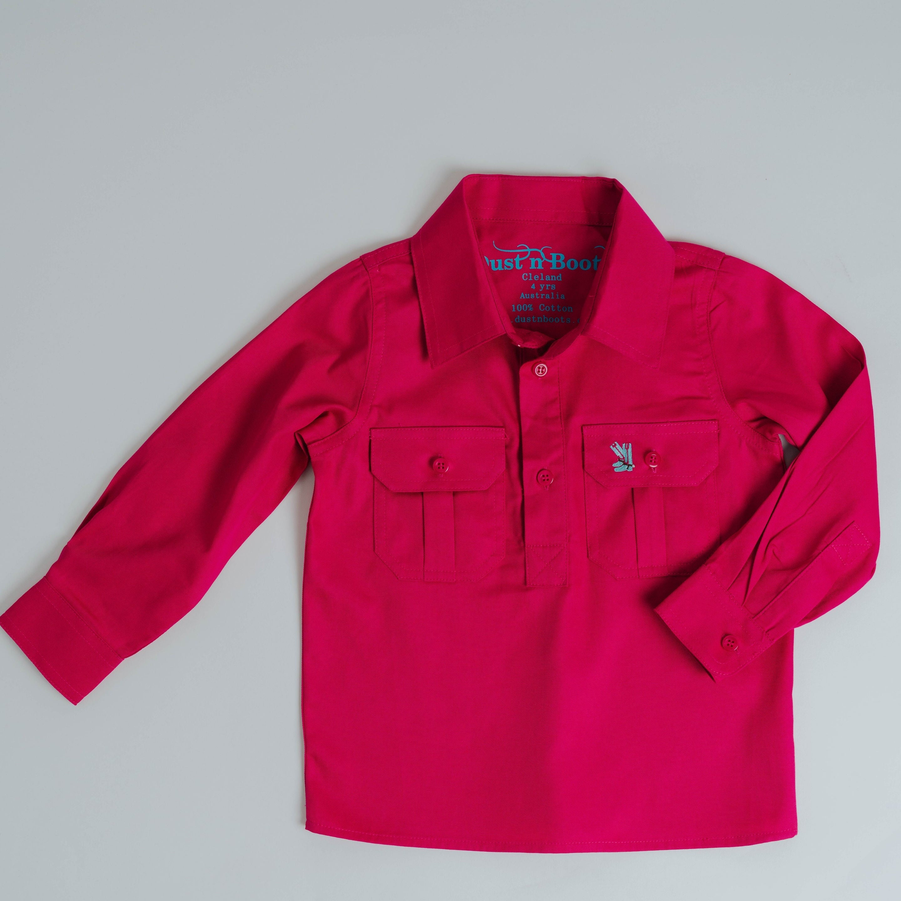 Kids Fuchsia Half Button