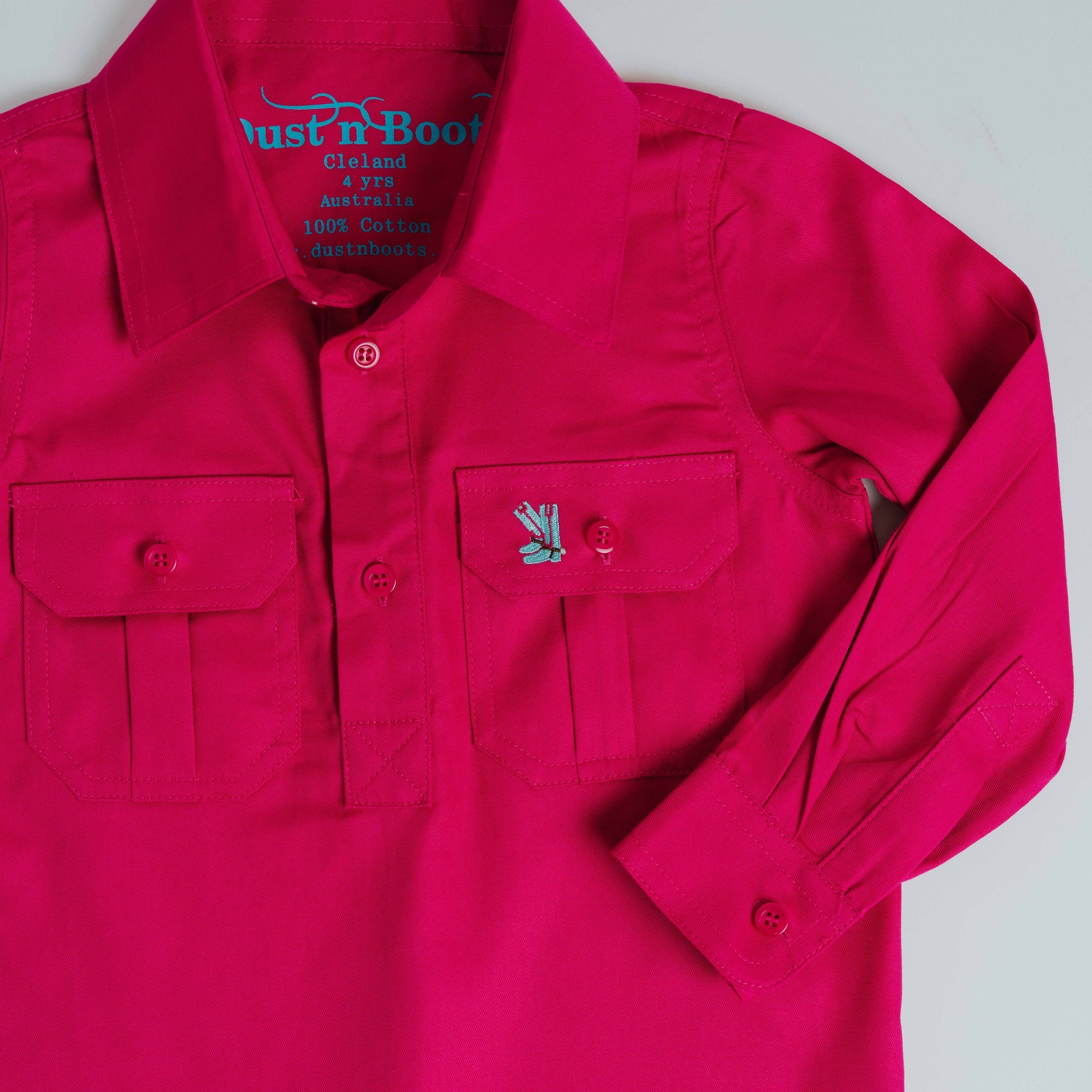 Kids Fuchsia Half Button