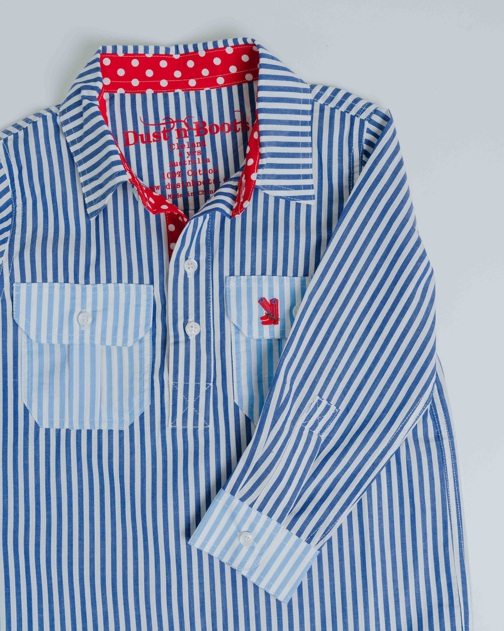 Kids H-Cobalt Stripe/Red Spot Trim