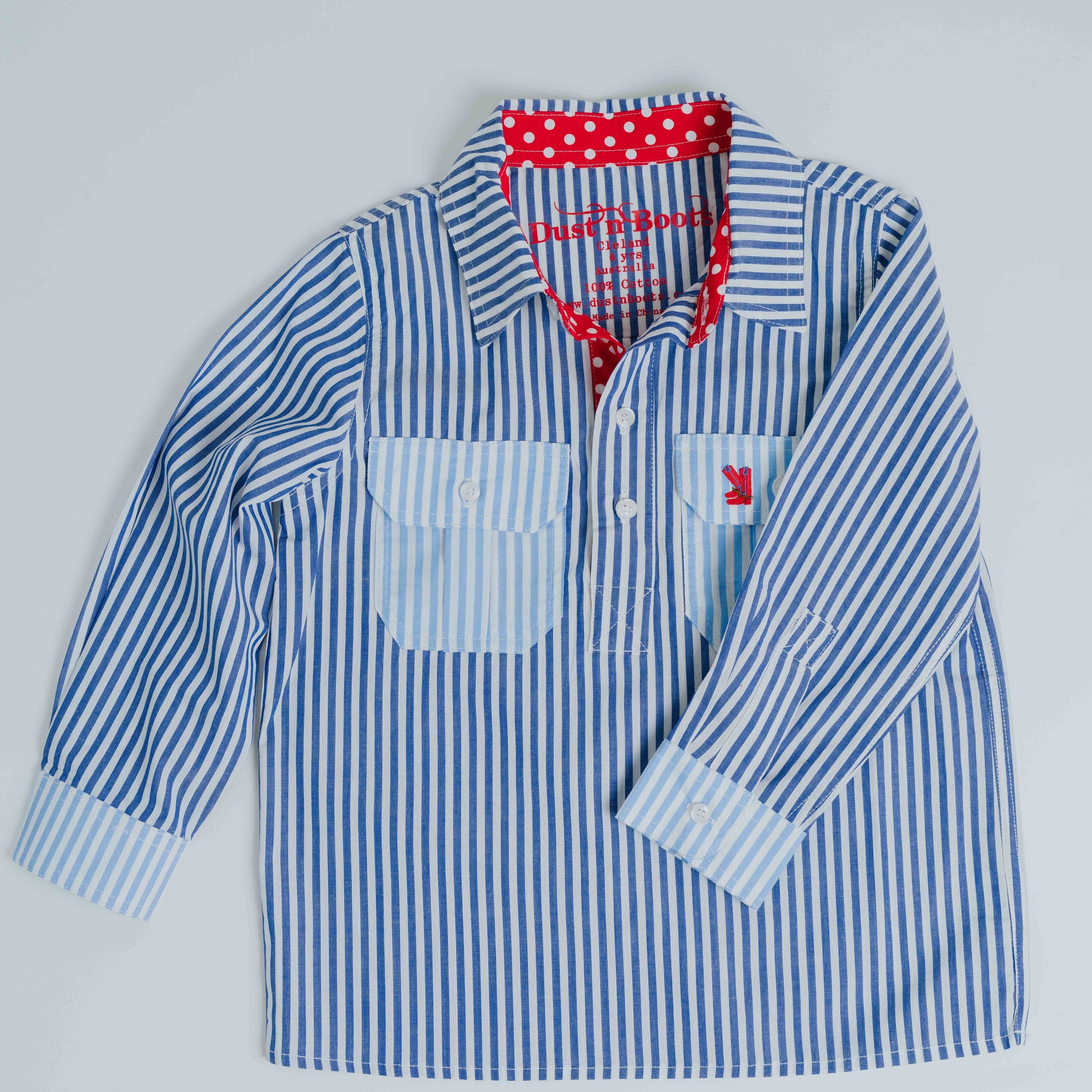 Kids H-Cobalt Stripe/Red Spot Trim