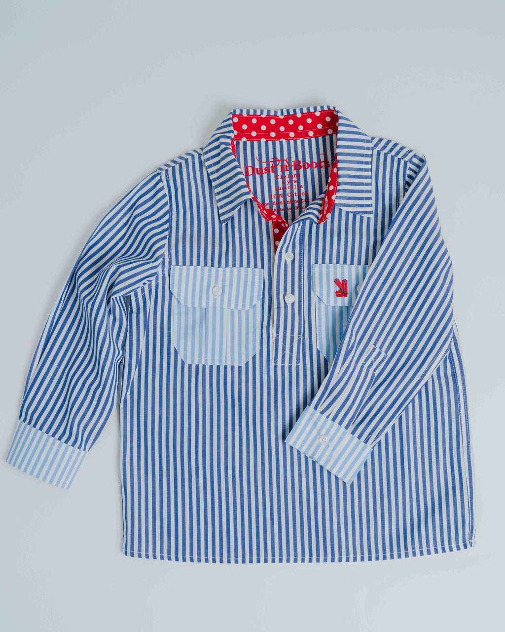 Kids H-Cobalt Stripe/Red Spot Trim