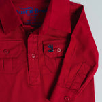 Kids Red Half Button