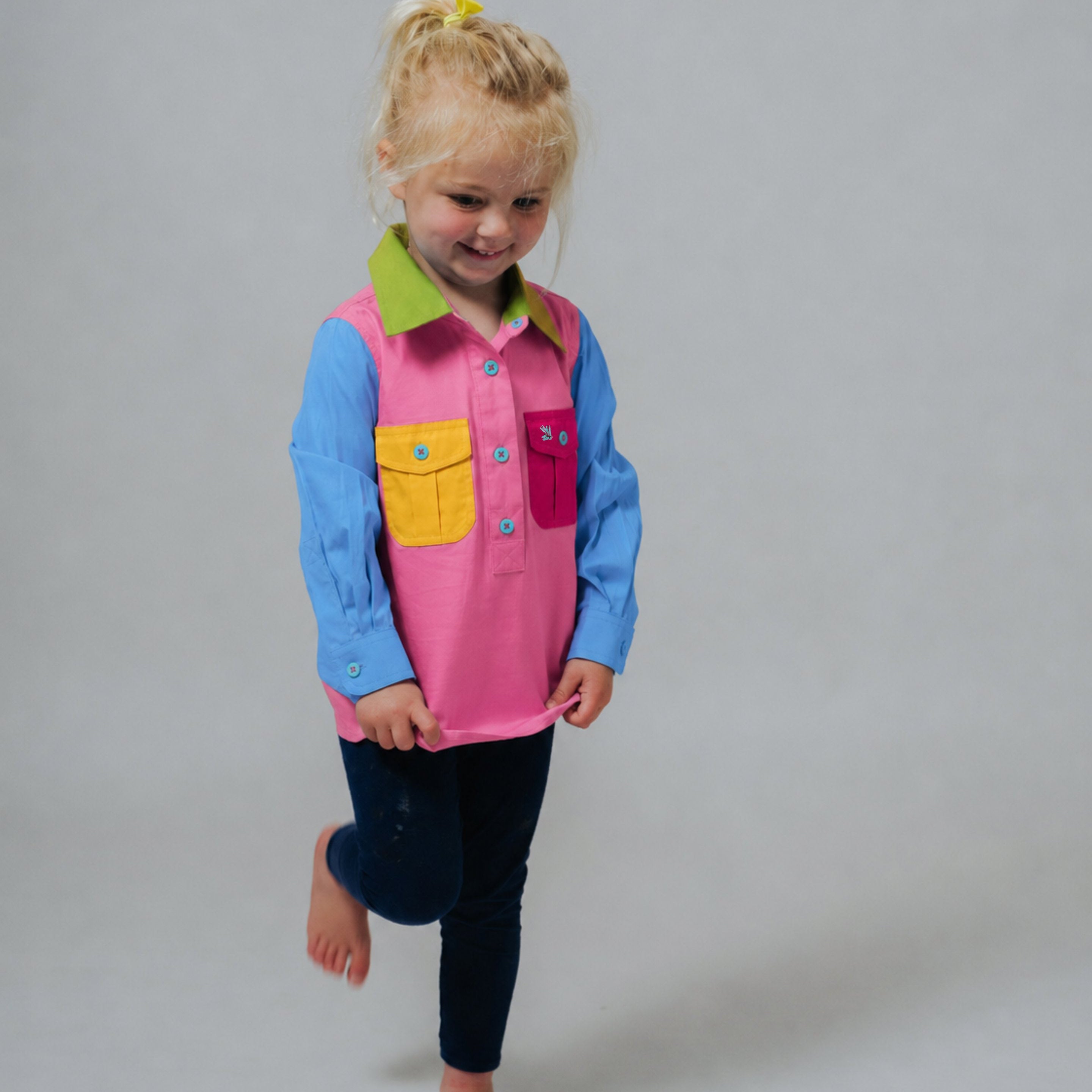 Kids Rose Multi Half Button