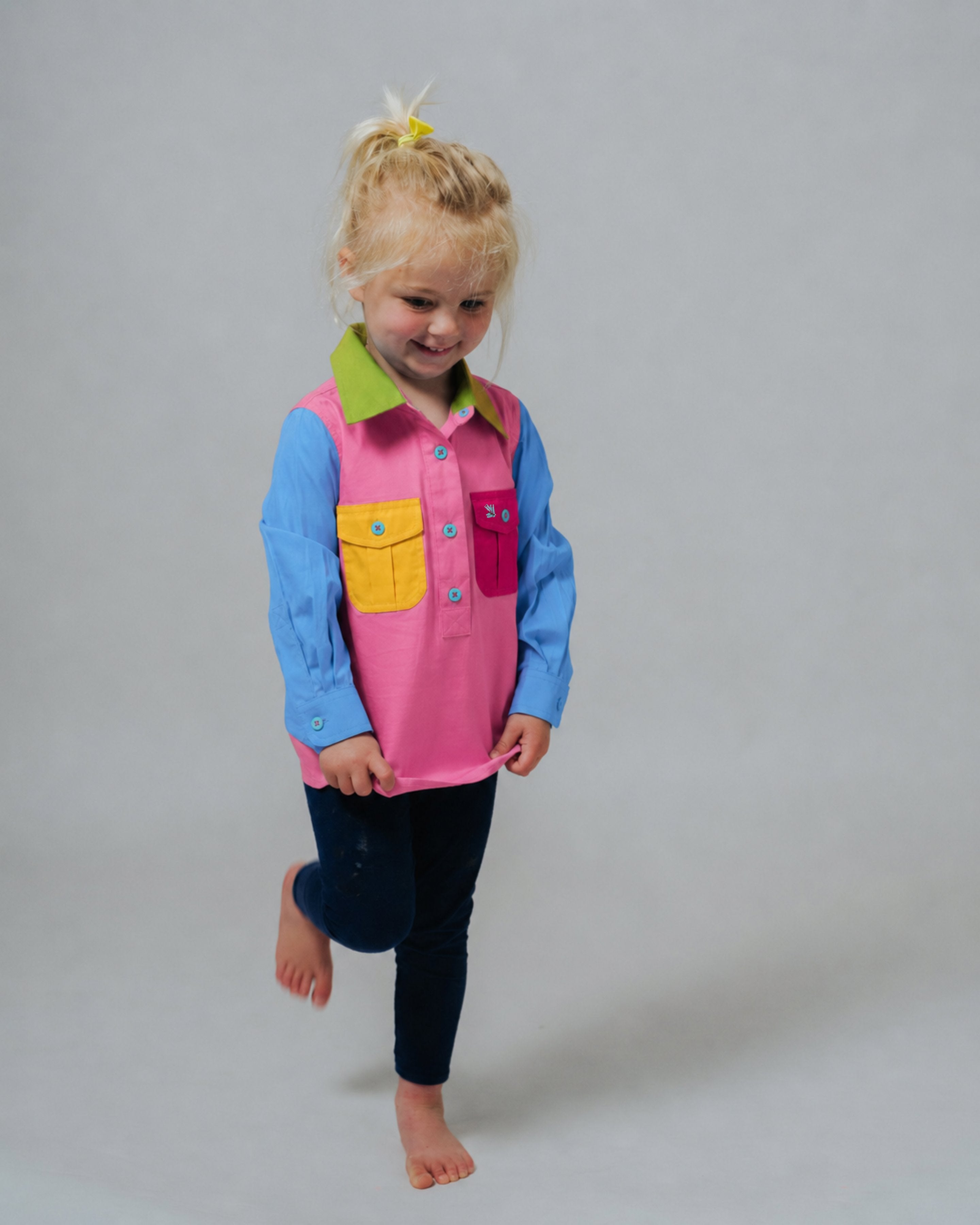 Kids Rose Multi Half Button