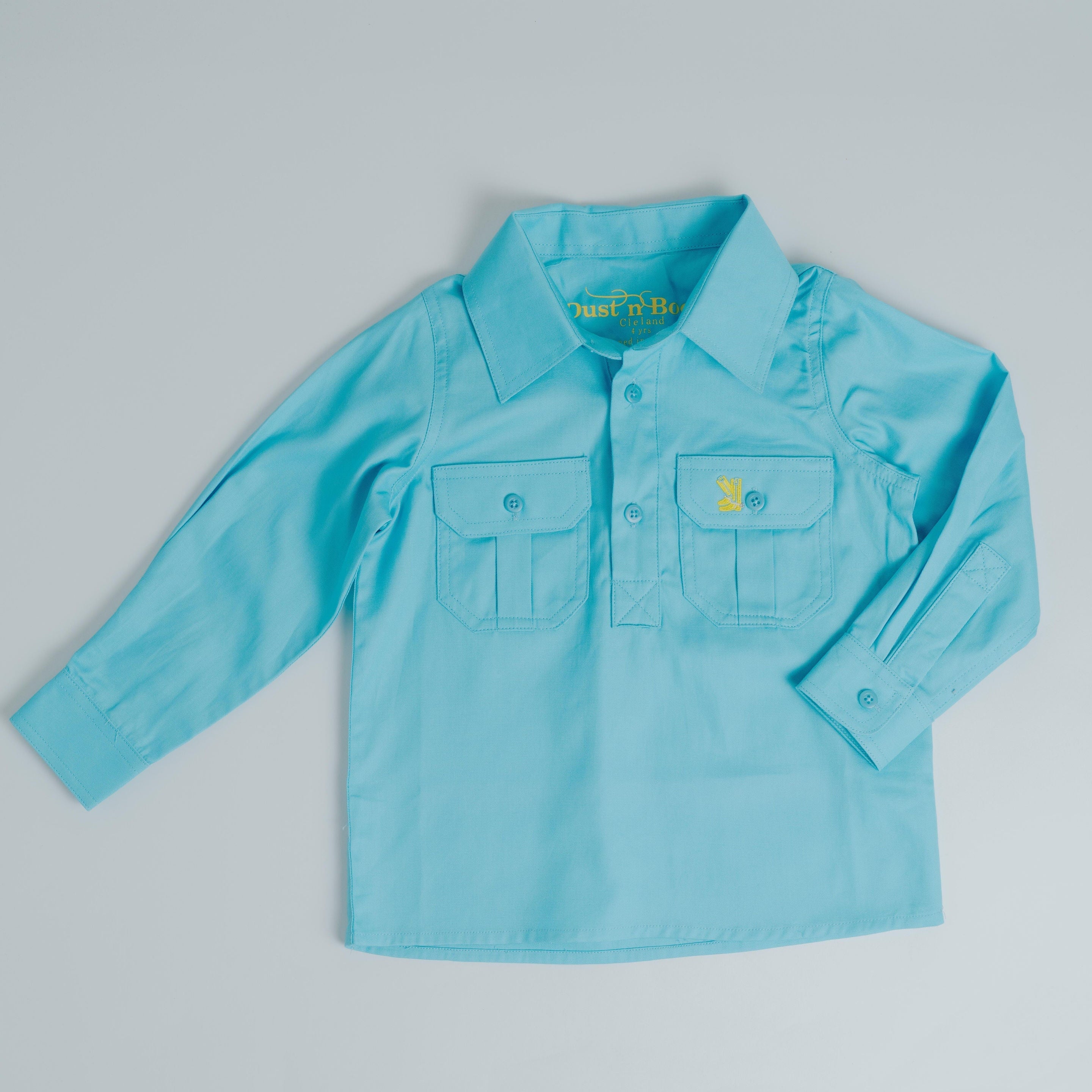 Kids Turquoise Half Button