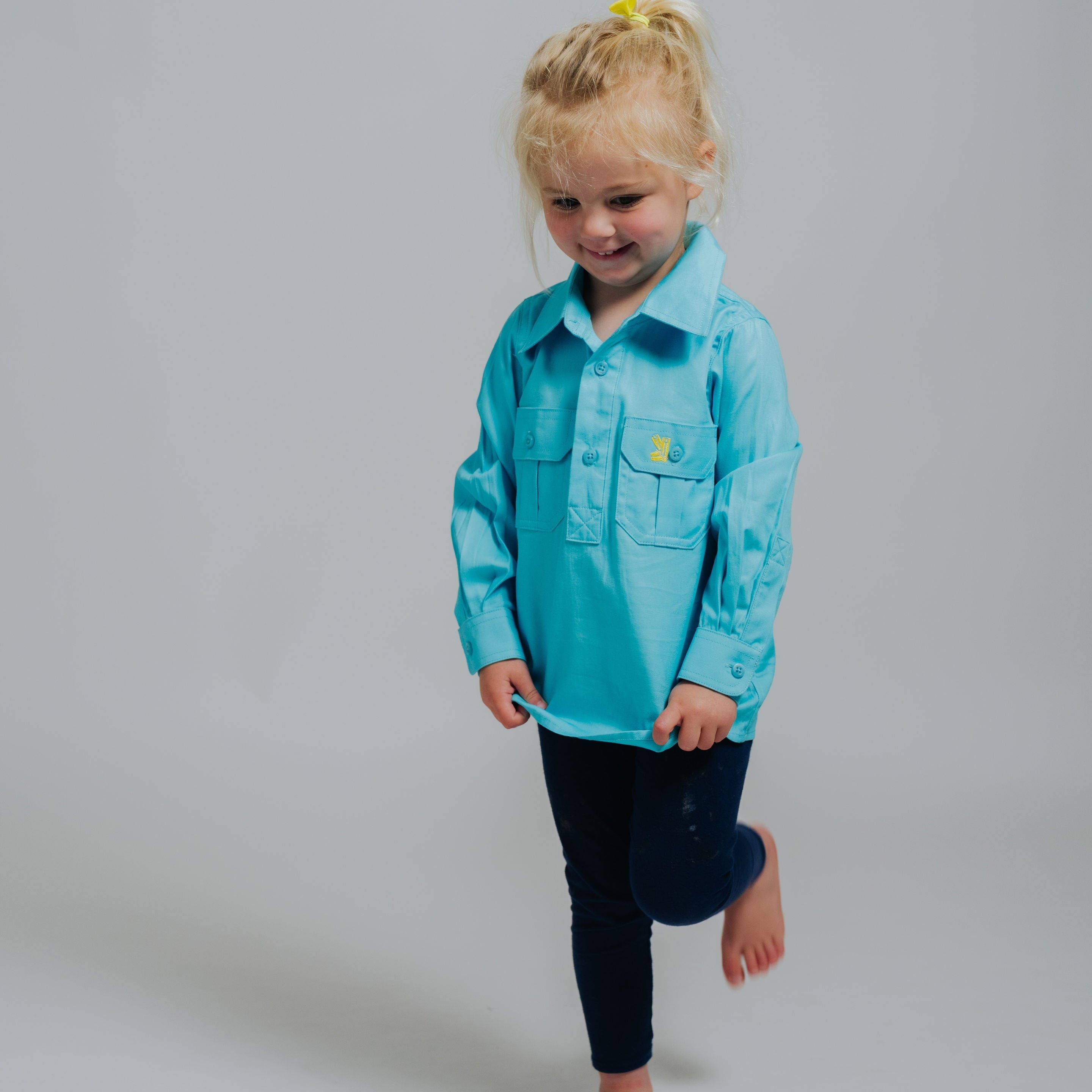 Kids Turquoise Half Button