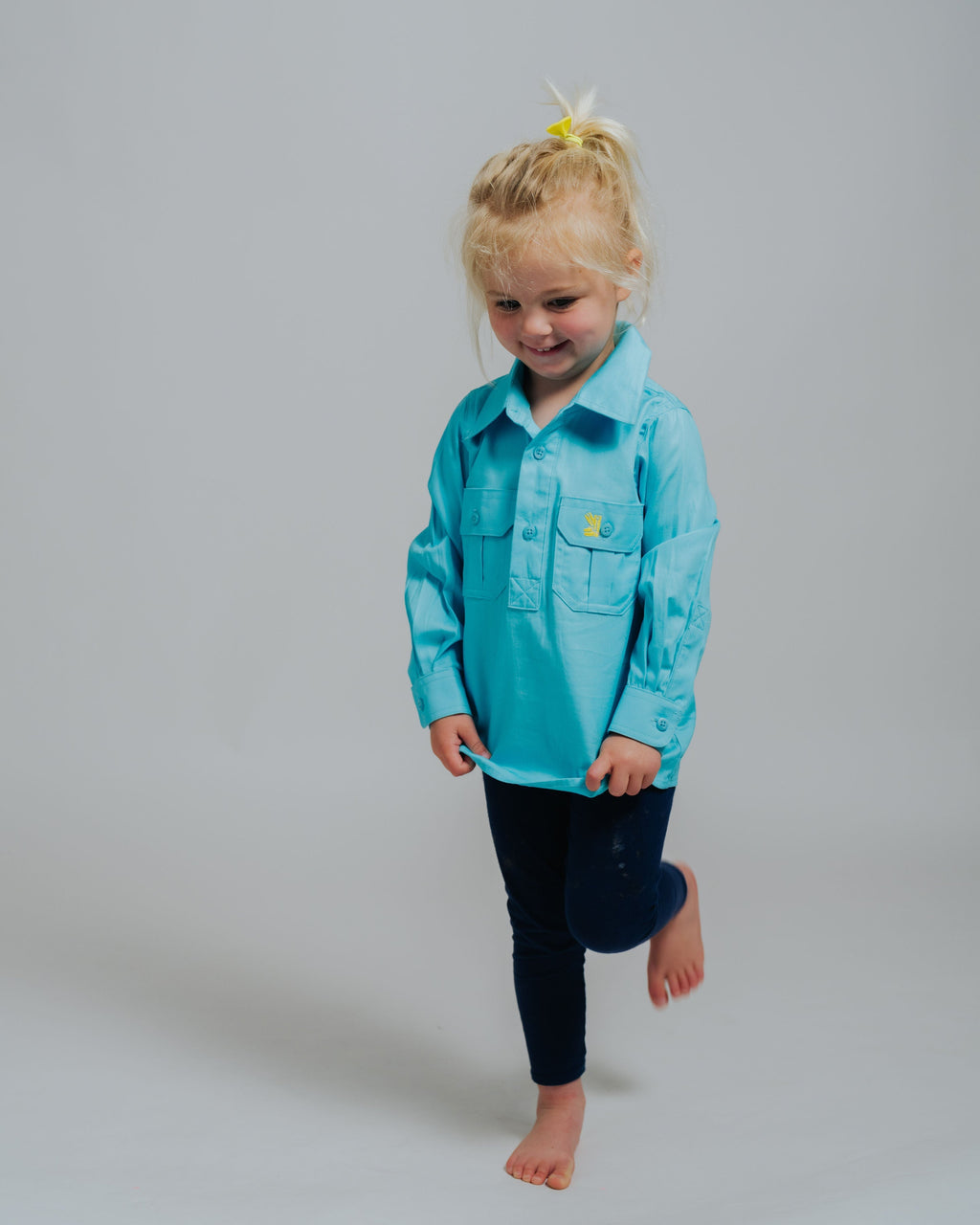 Kids Turquoise Half Button