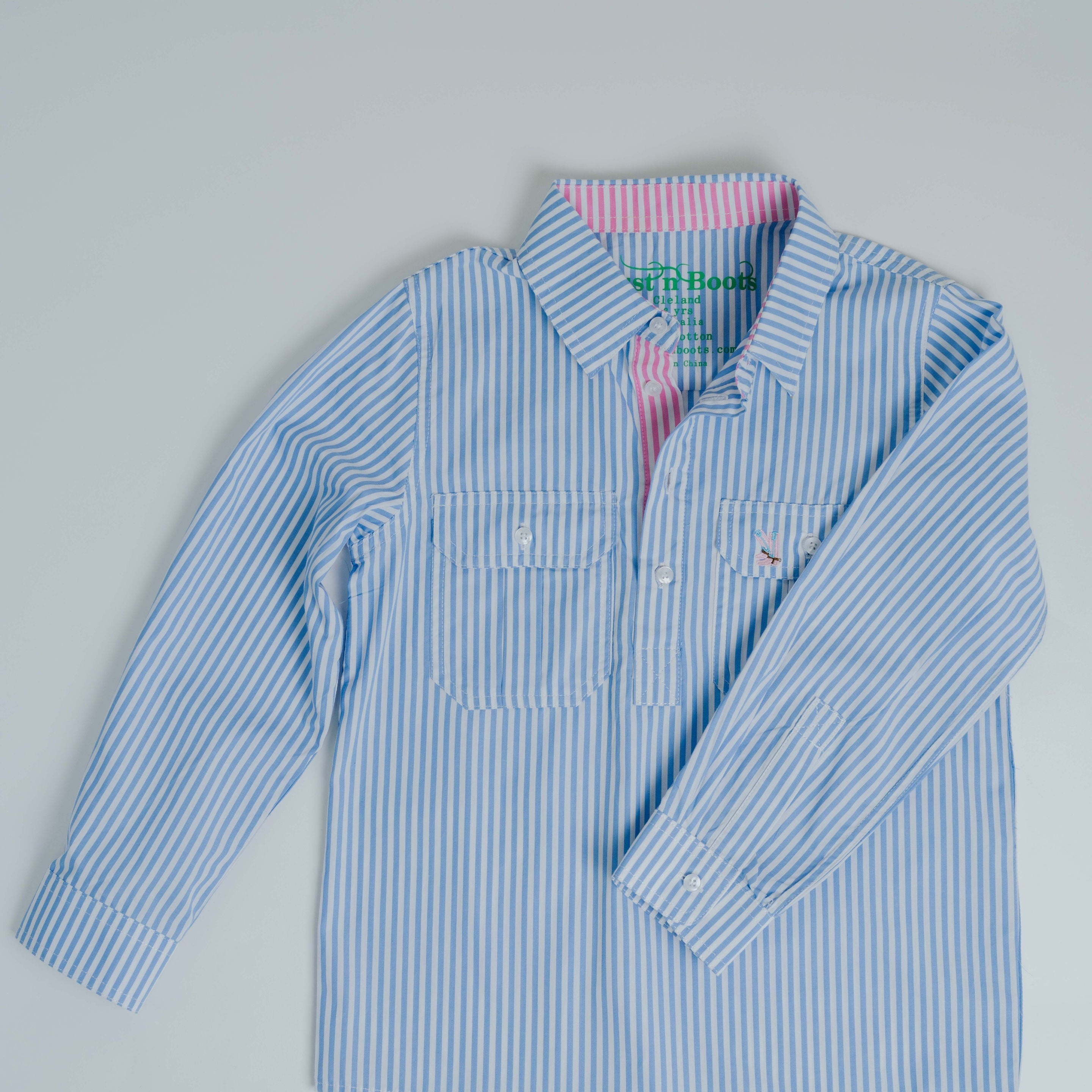 Kids U-Blue Stripe/Pink Stripe Trim