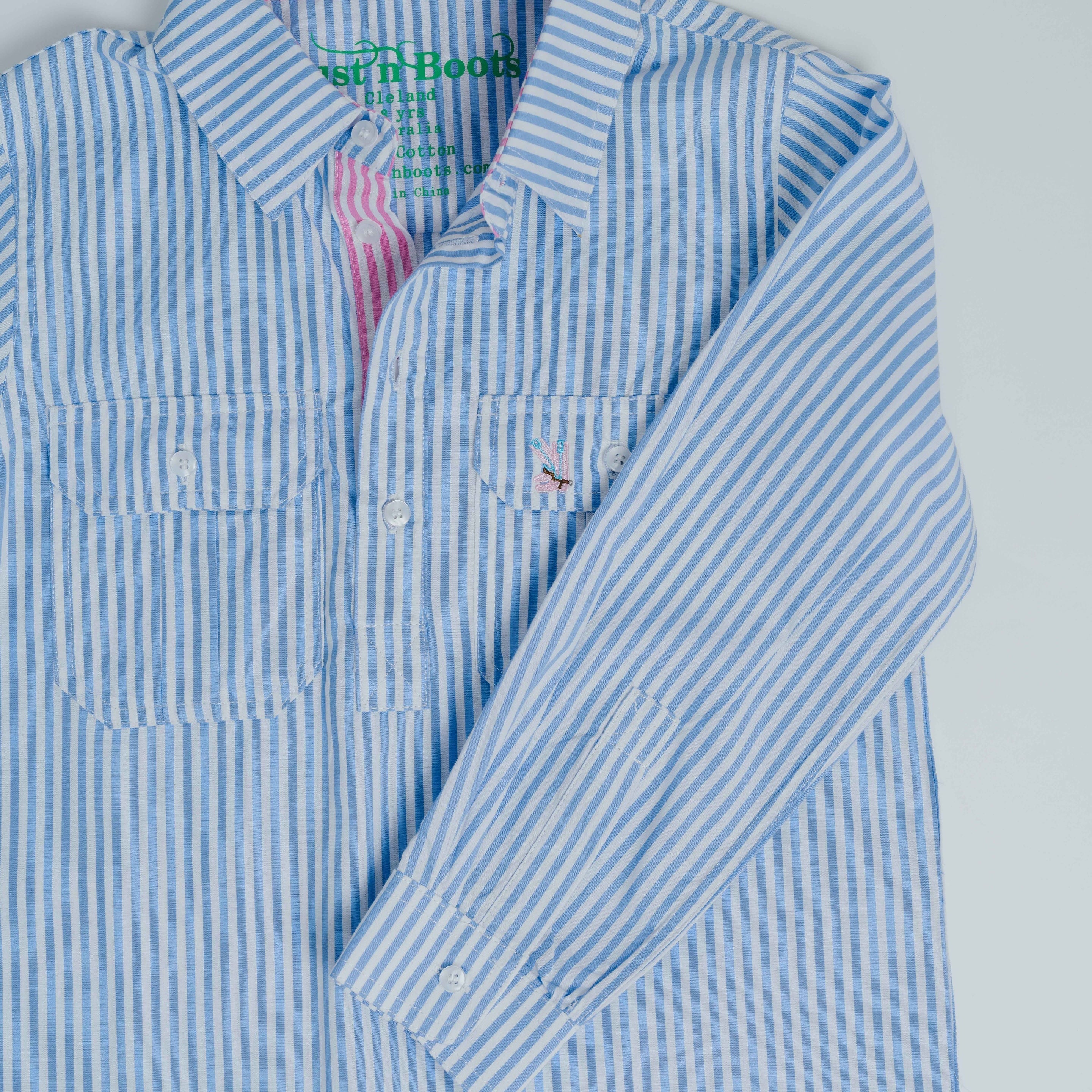 Kids U-Blue Stripe/Pink Stripe Trim