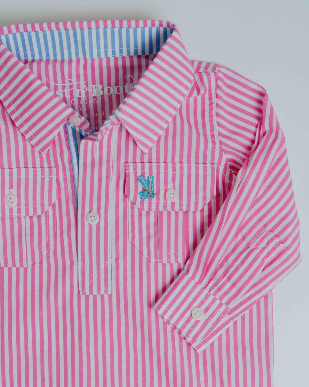 Kids V-Pink Stripe/Blue Stripe Trim