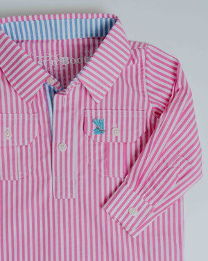 Kids V-Pink Stripe/Blue Stripe Trim