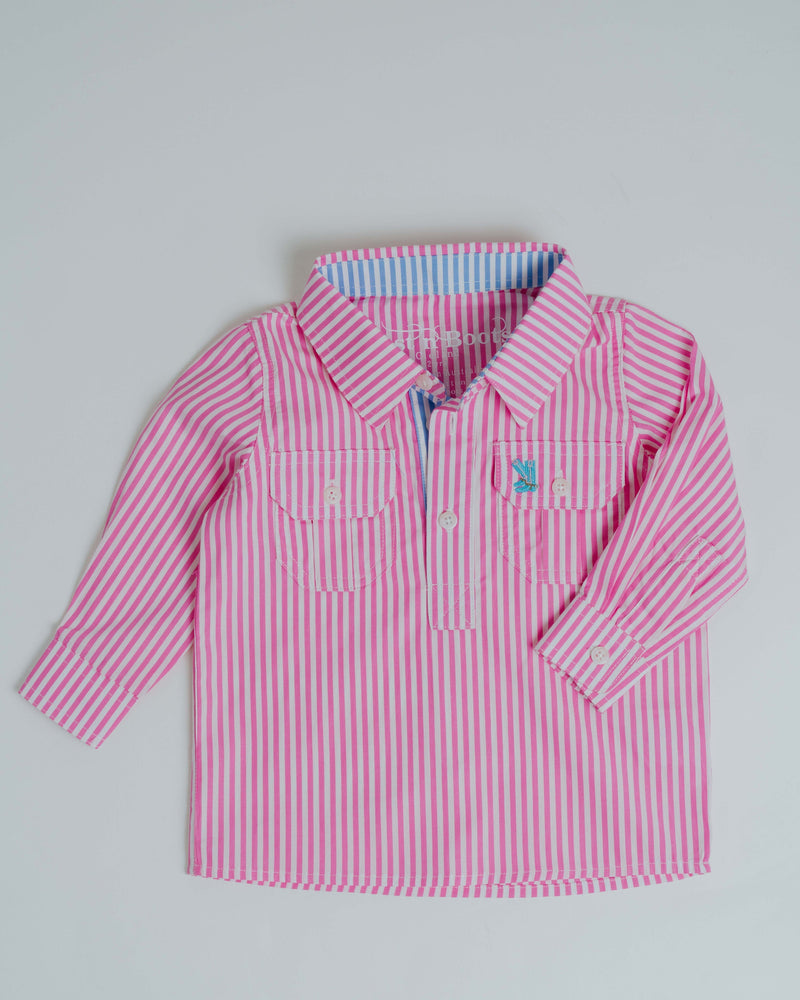Kids V-Pink Stripe/Blue Stripe Trim