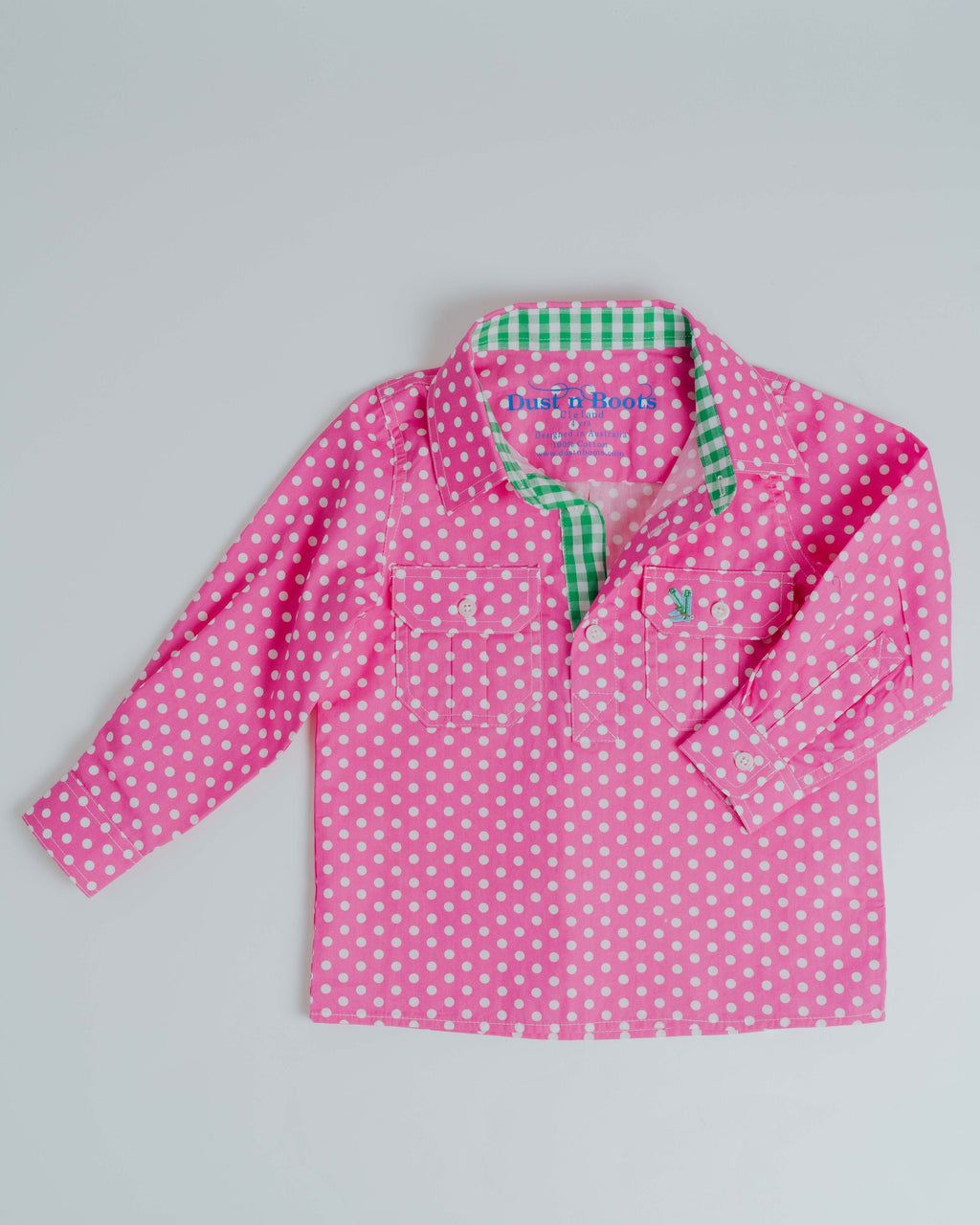 Kids W-Fuchsia Spot/Green Check Trim