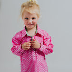 Kids W-Fuchsia Spot/Green Check Trim