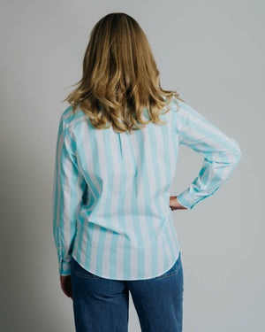 Ladies Cleland - Aqua Stripe - Yellow Trim