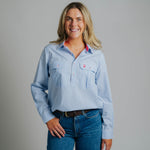 Ladies Cleland - Blue Stripe - Spot Trim