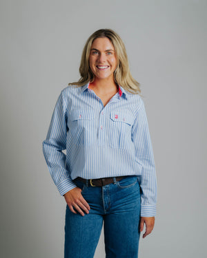 Ladies Cleland - Blue Stripe - Spot Trim