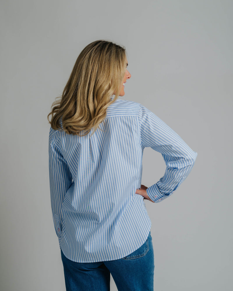 Ladies Cleland - Blue Stripe - Spot Trim