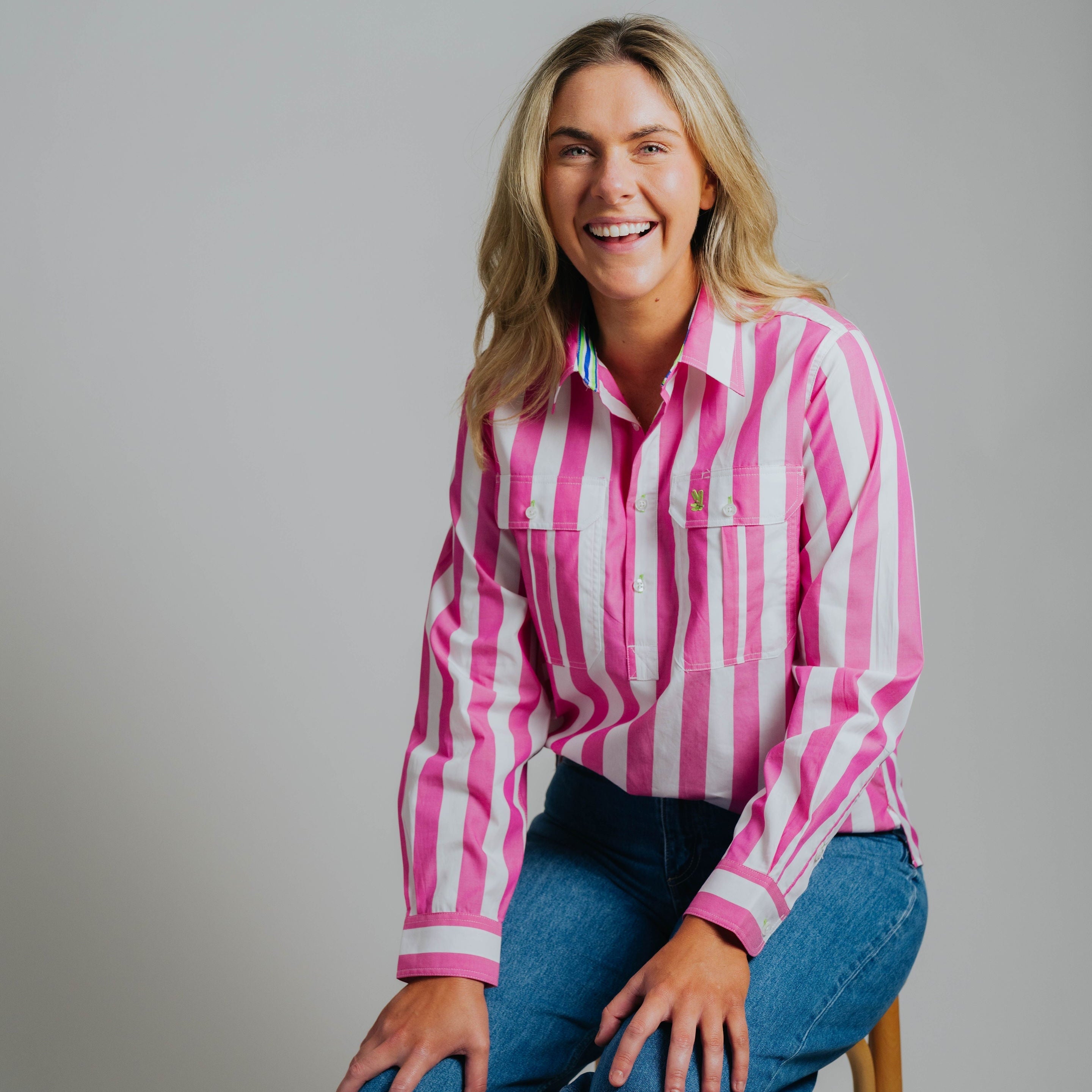 Ladies Cleland - Fuchsia Stripe - Ribbon Trim