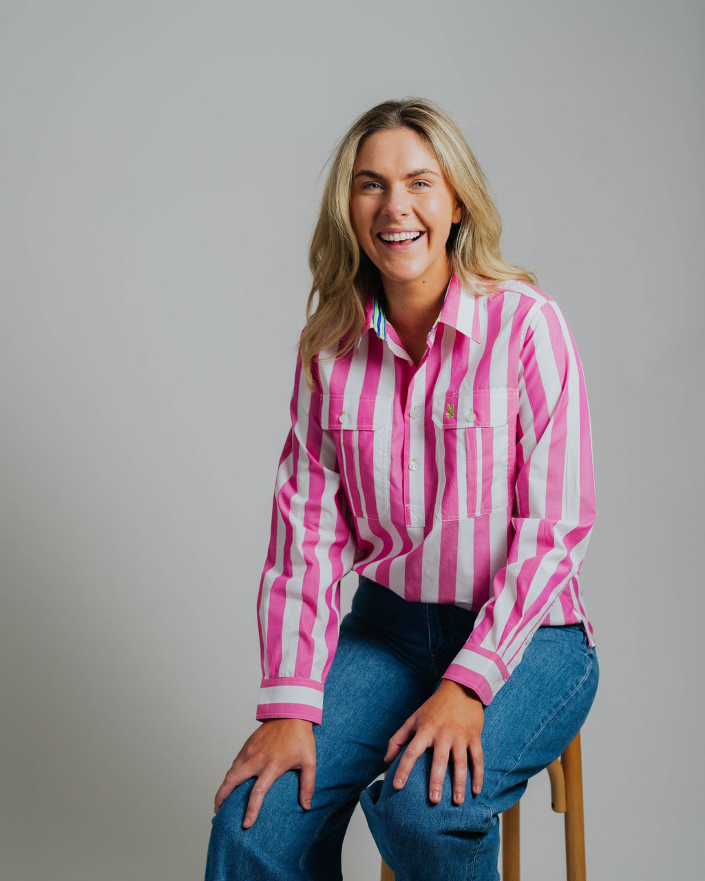 Ladies Cleland - Fuchsia Stripe - Ribbon Trim