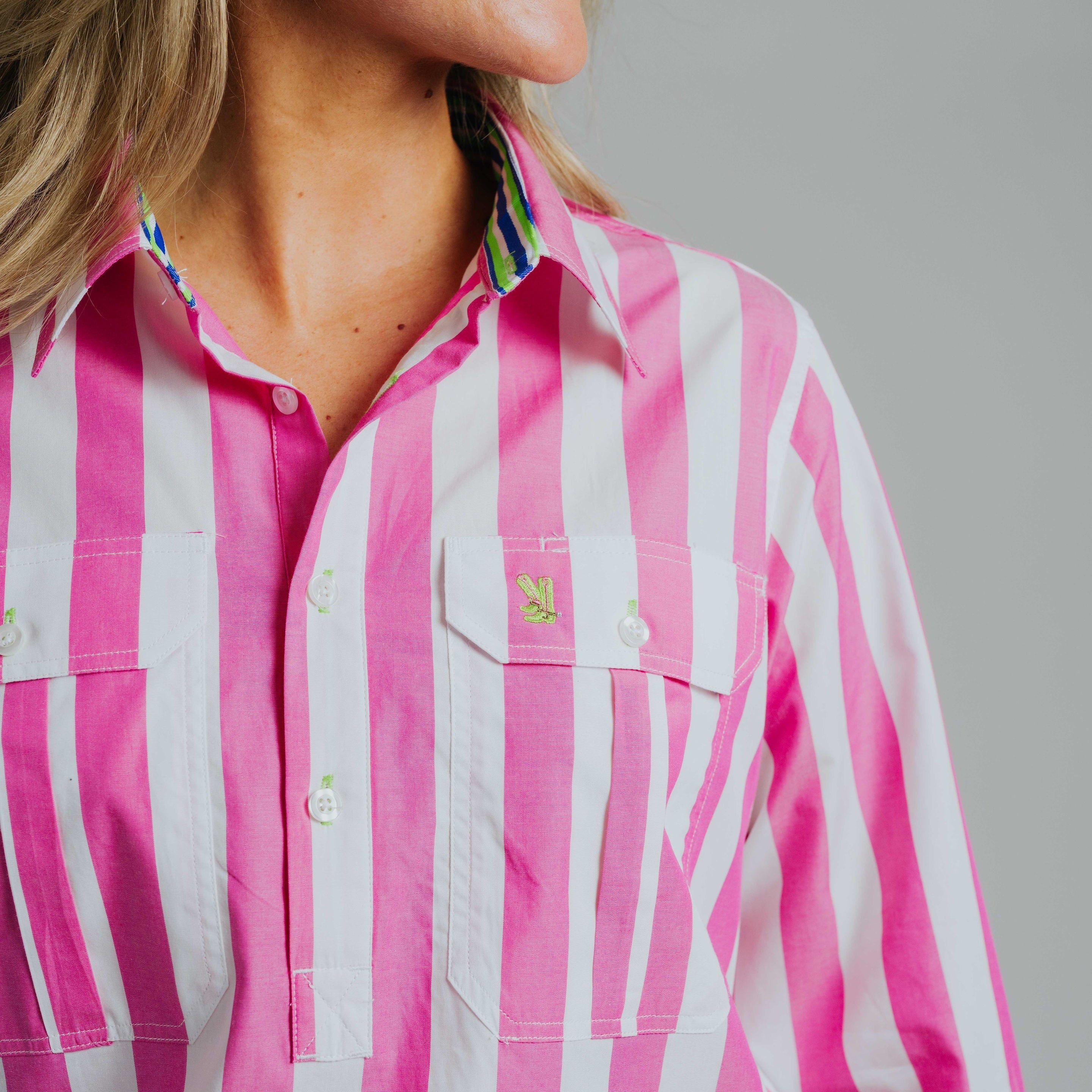 Ladies Cleland - Fuchsia Stripe - Ribbon Trim