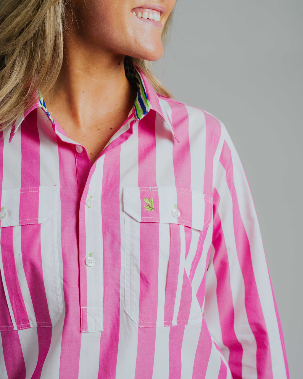 Ladies Cleland - Fuchsia Stripe - Ribbon Trim