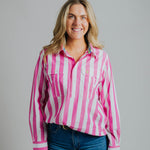 Ladies Cleland - Fuchsia Stripe - Ribbon Trim