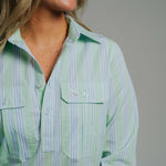 Ladies Cleland - Green / Blue Stripe