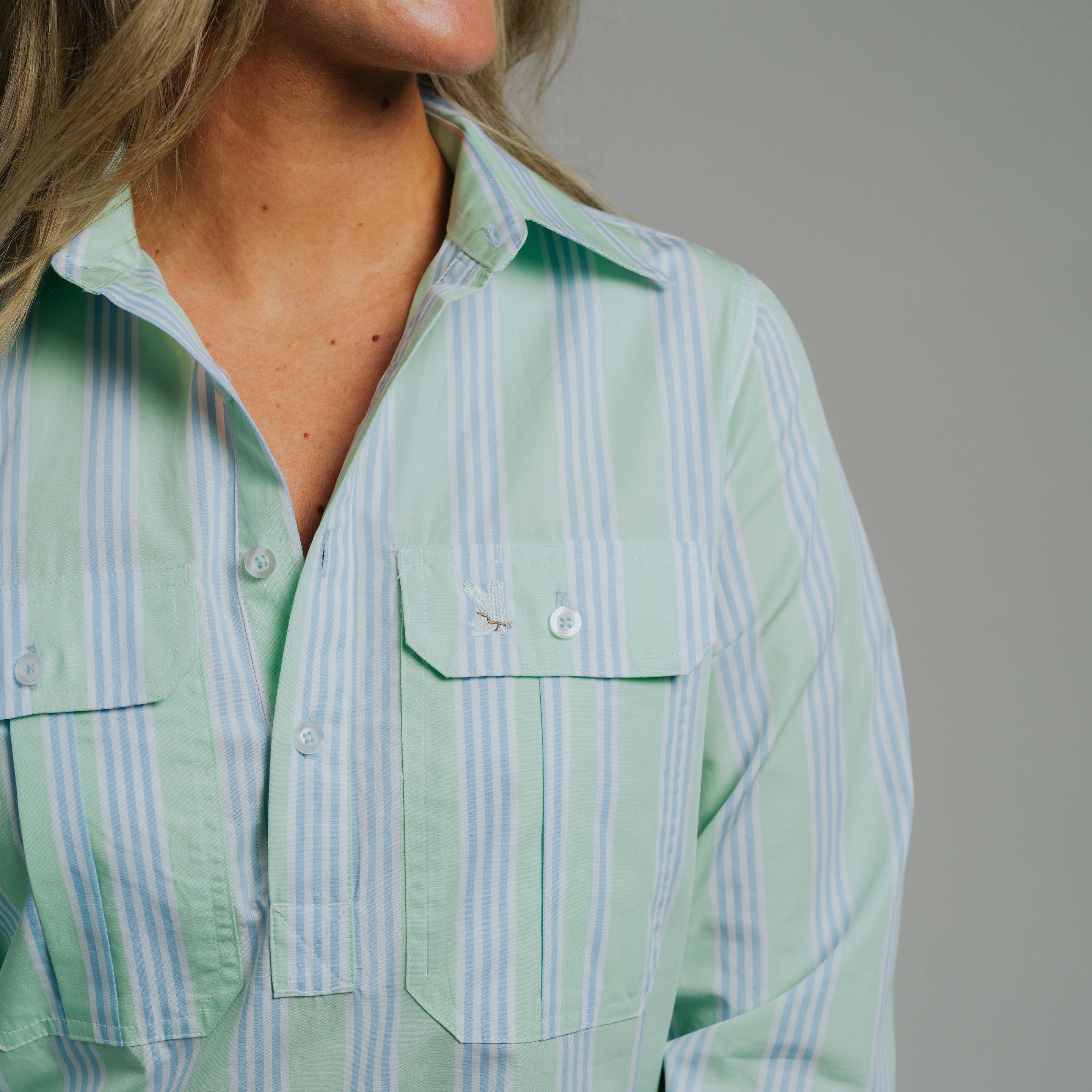 Ladies Cleland - Green / Blue Stripe