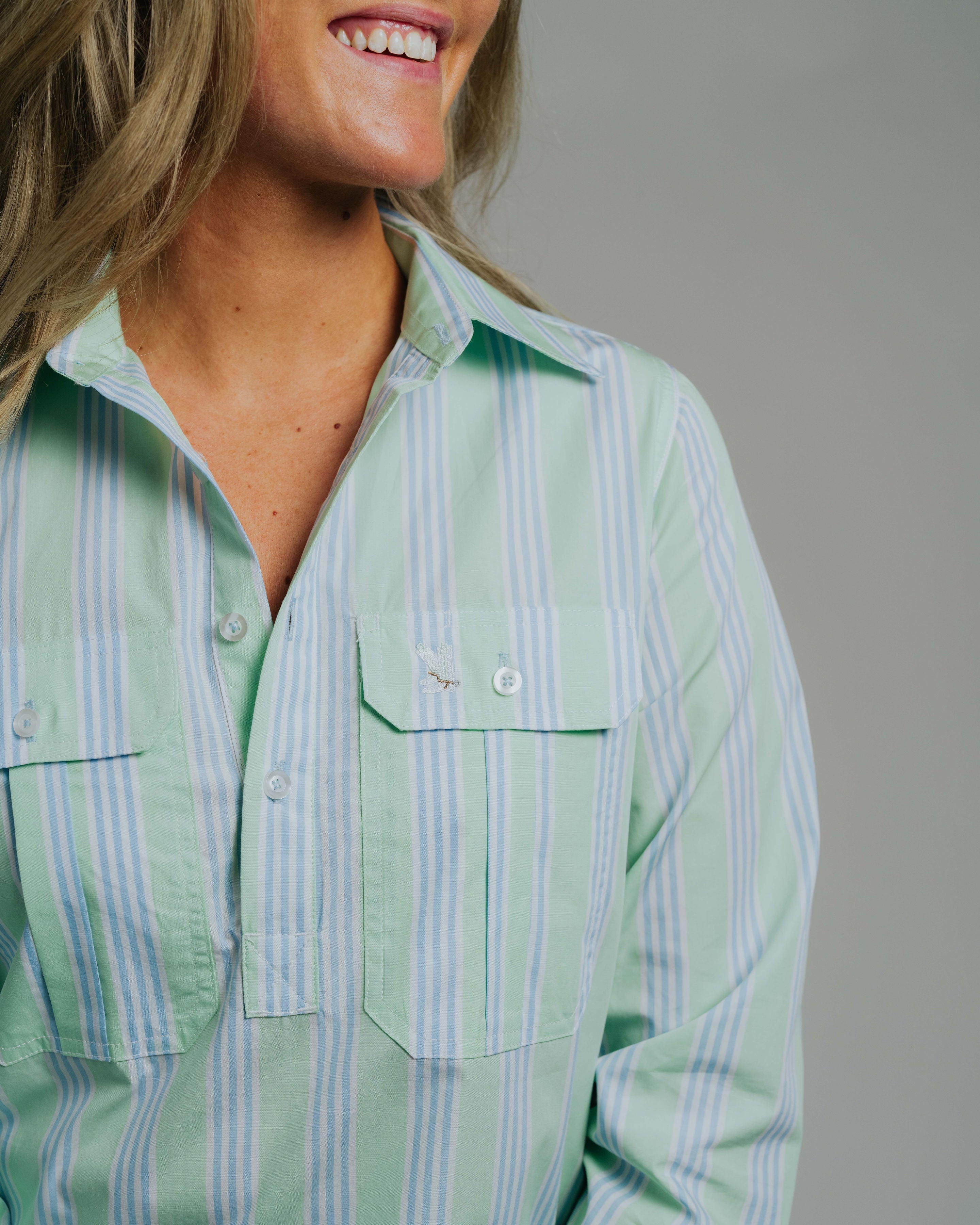 Ladies Cleland - Green / Blue Stripe