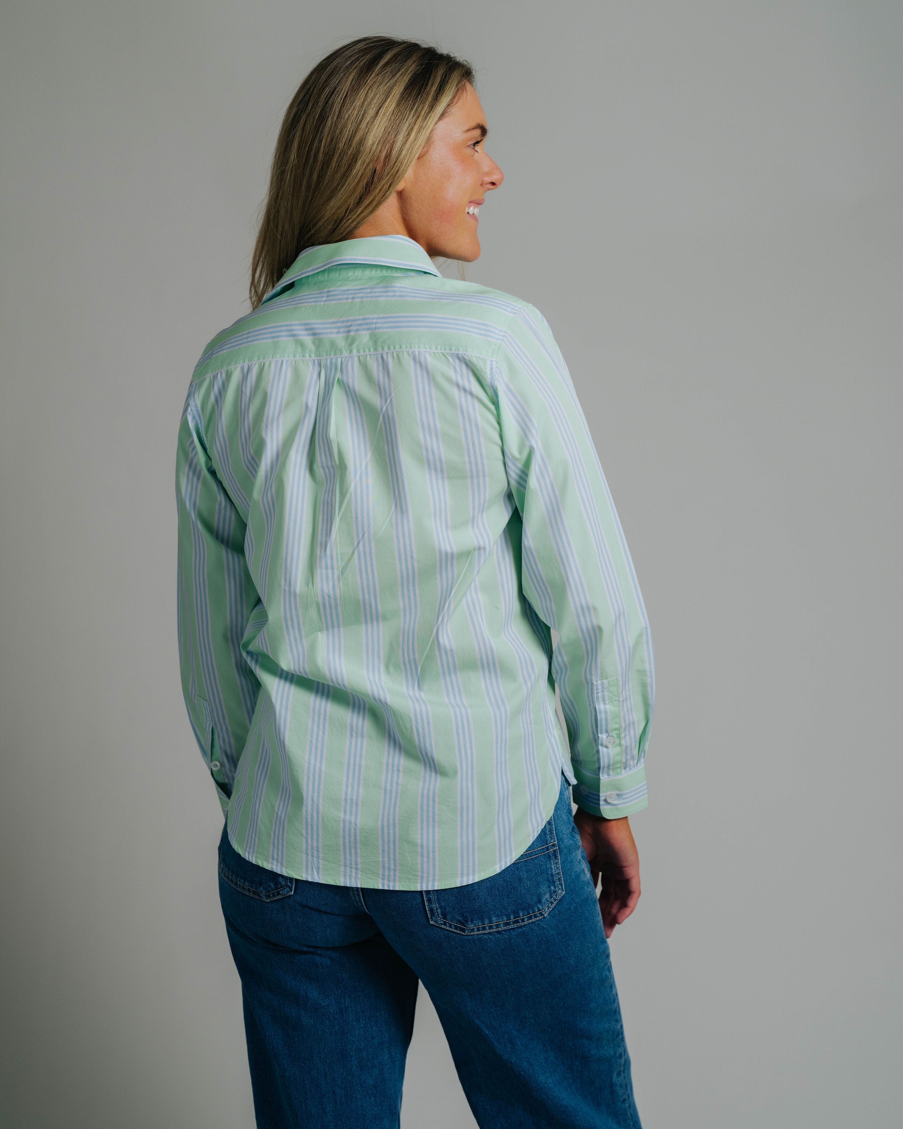 Ladies Cleland - Green / Blue Stripe