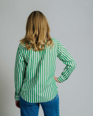 Ladies Cleland - Green Stripe - Ribbon Trim