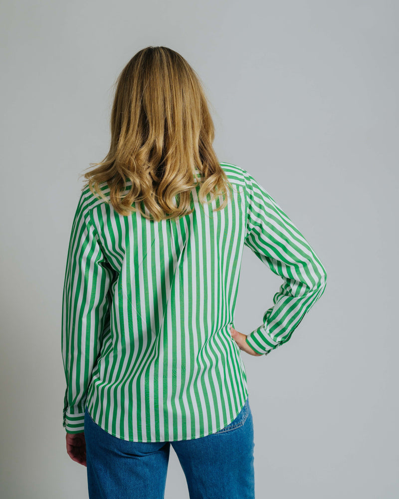 Ladies Cleland - Green Stripe - Ribbon Trim
