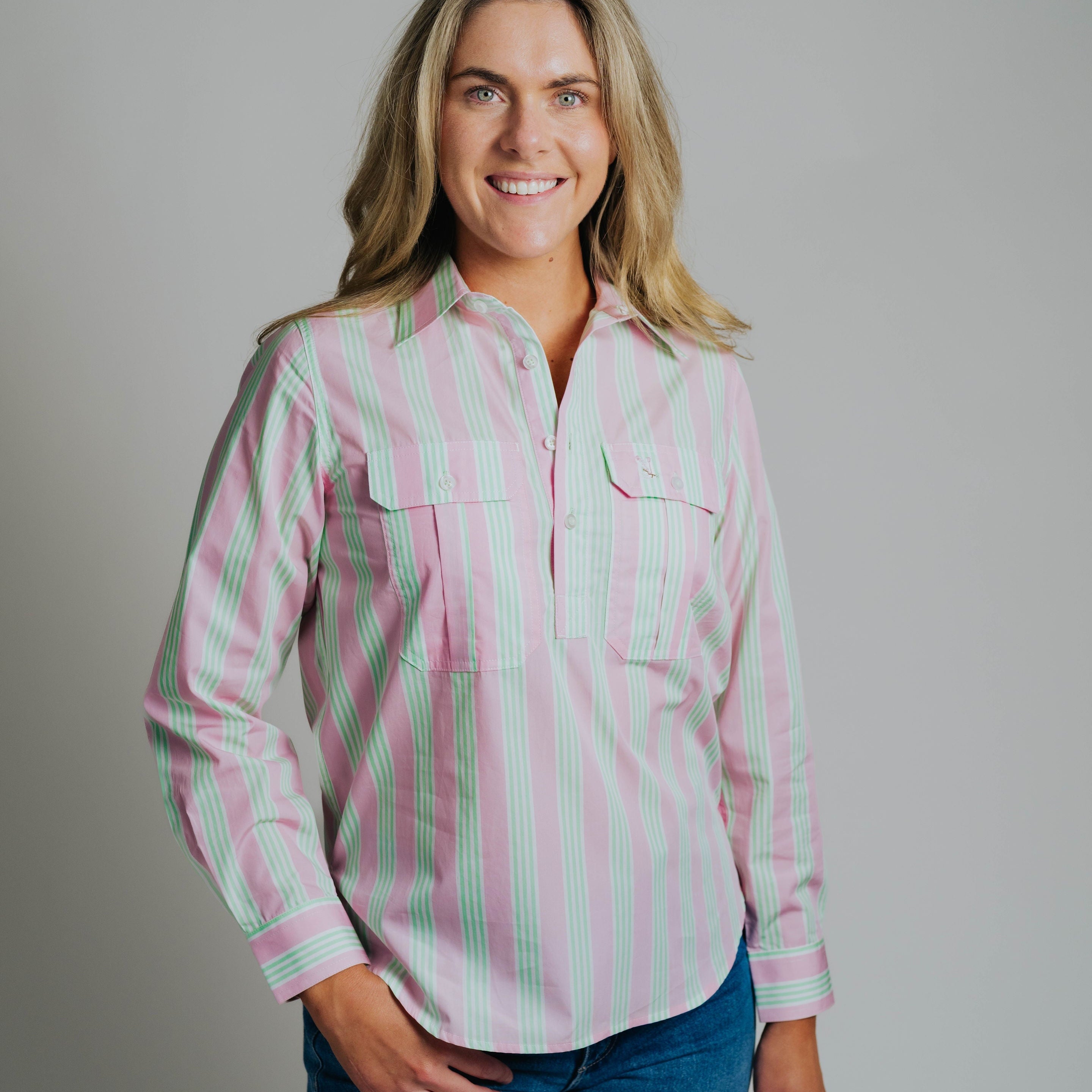 Ladies Cleland - Pink / Green Stripe