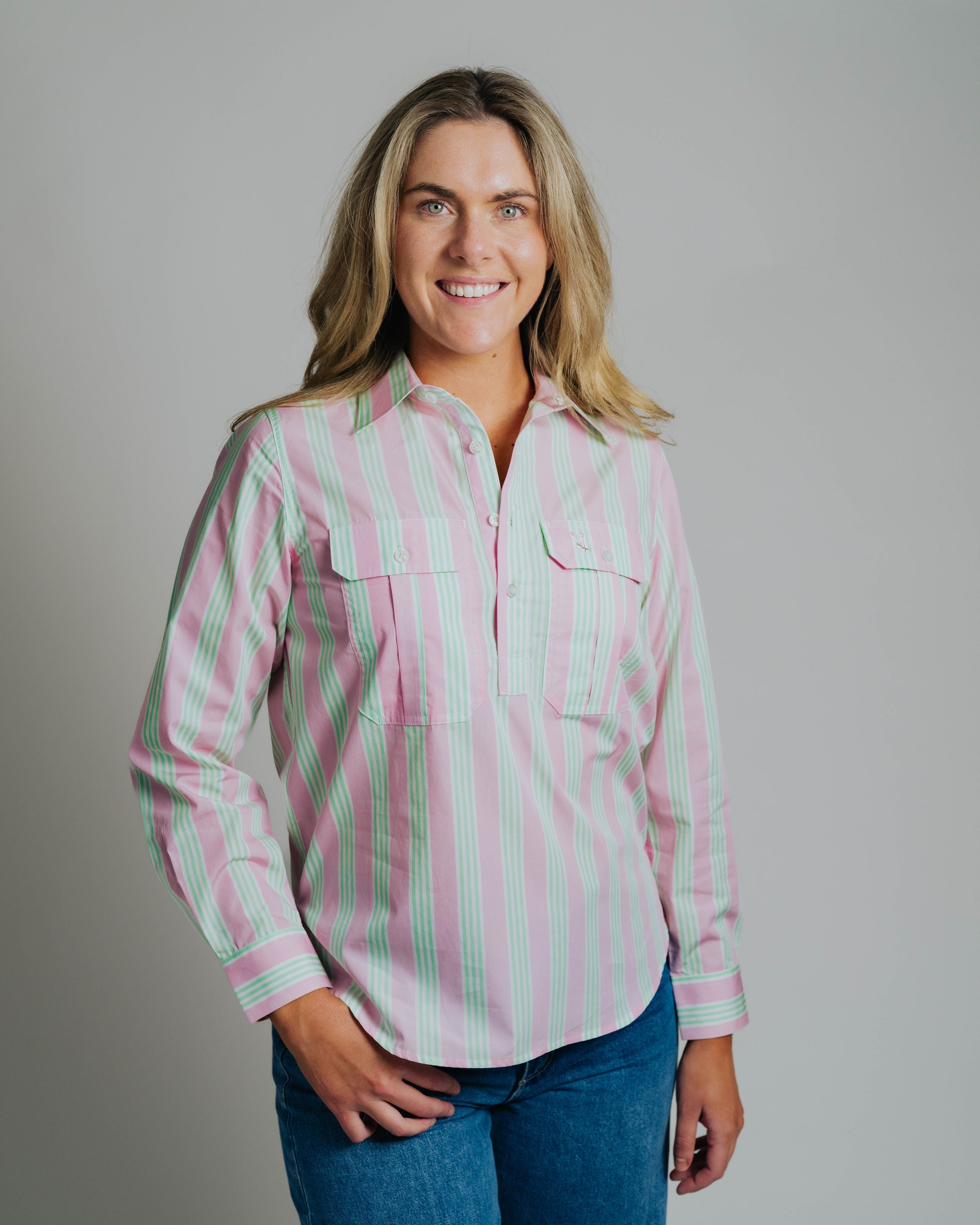 Ladies Cleland - Pink / Green Stripe