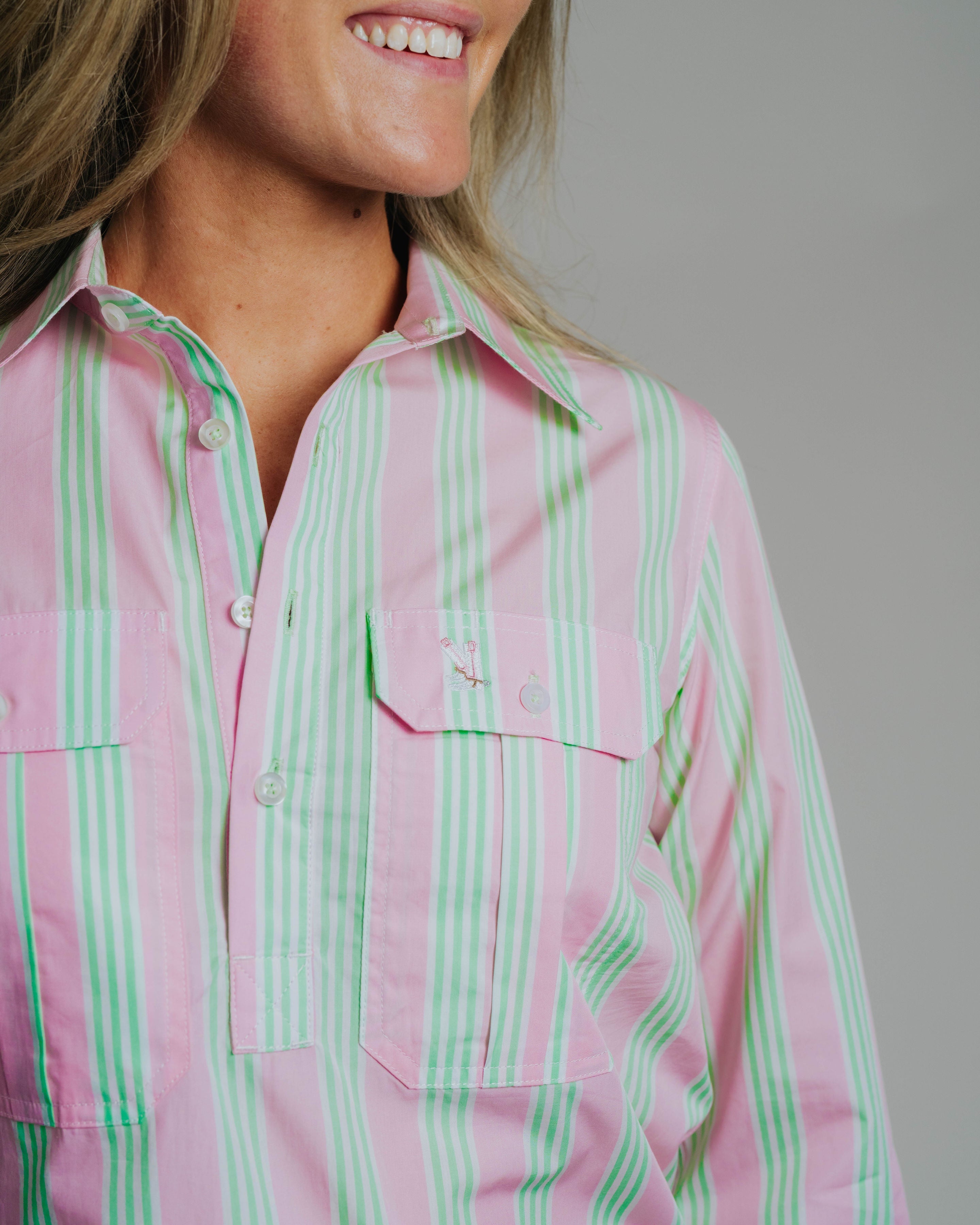 Ladies Cleland - Pink / Green Stripe