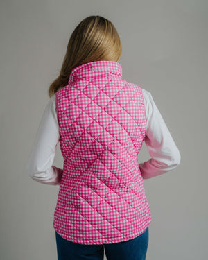 Ladies Vest - Fuchsia/White Gingham