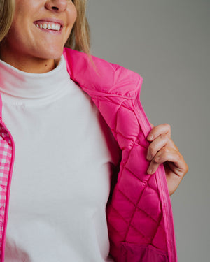 Ladies Vest - Fuchsia/White Gingham