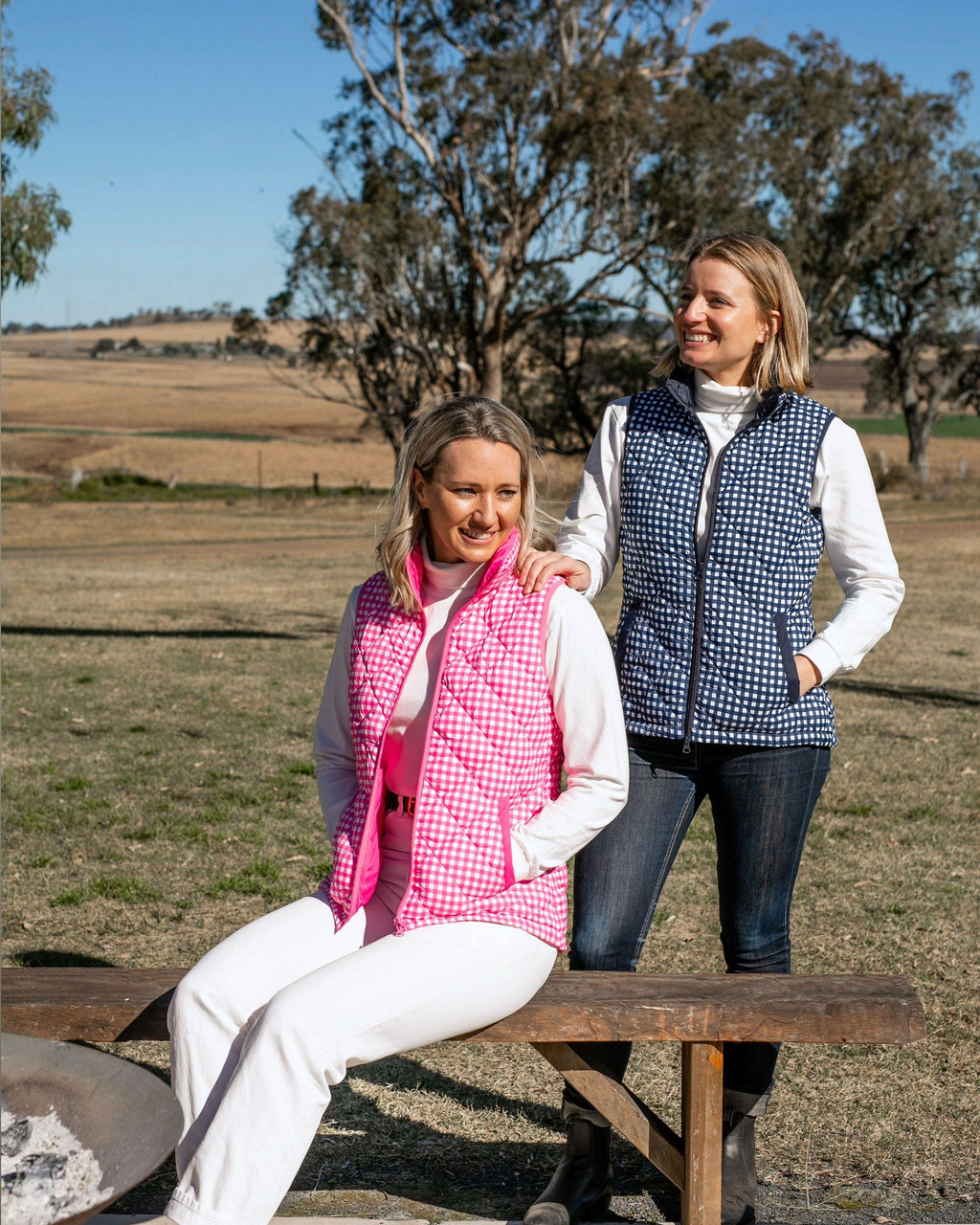 Ladies Vest - Fuchsia/White Gingham