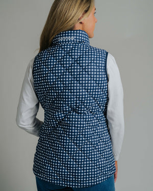 Ladies Vest - Navy/White Gingham