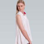 Linen Sleeveless Swing Shirt - White
