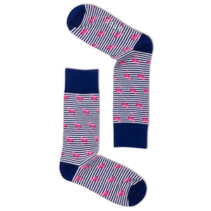 Navy Striped Flamingos - Socks