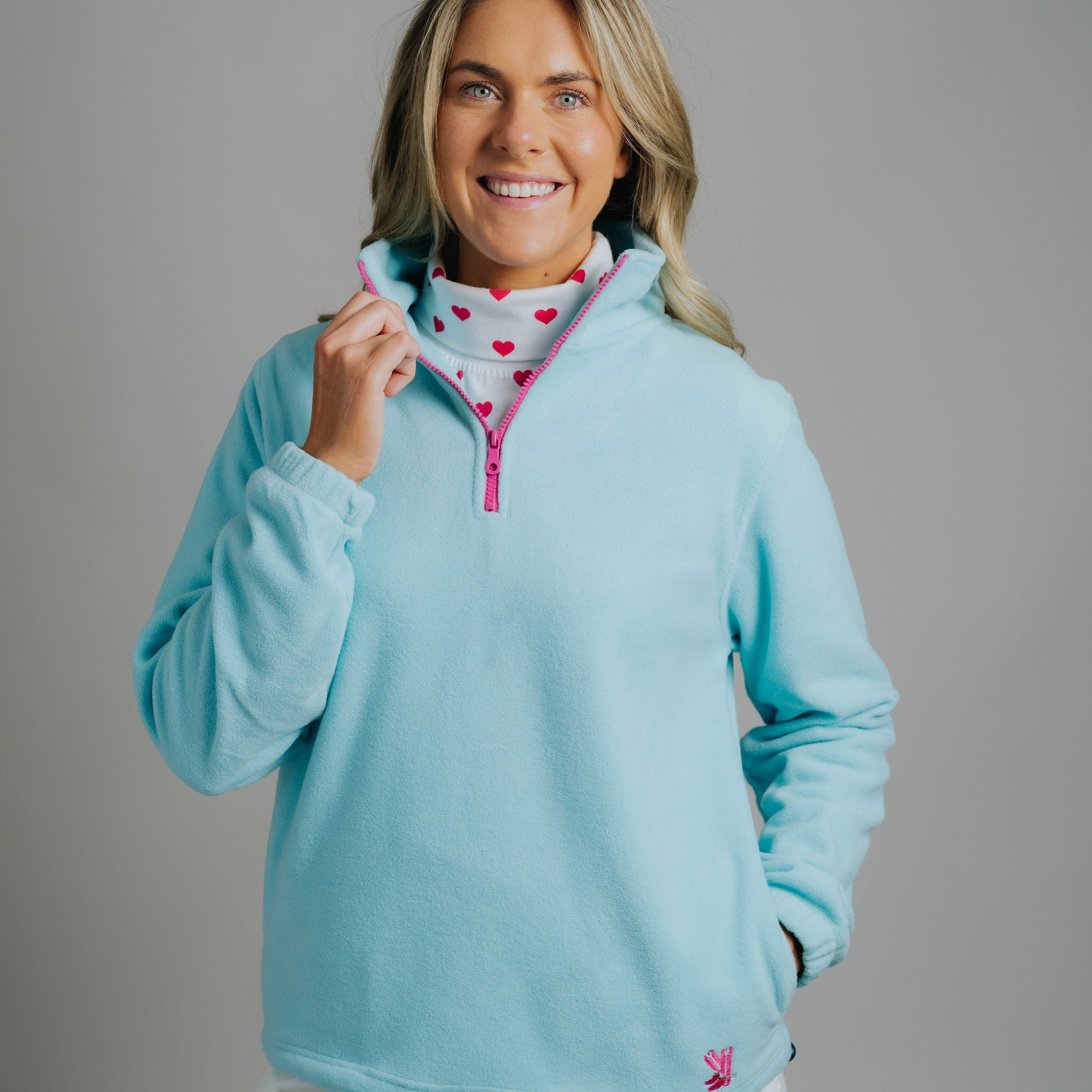 Polar Fleece - Aqua/Hot Pink