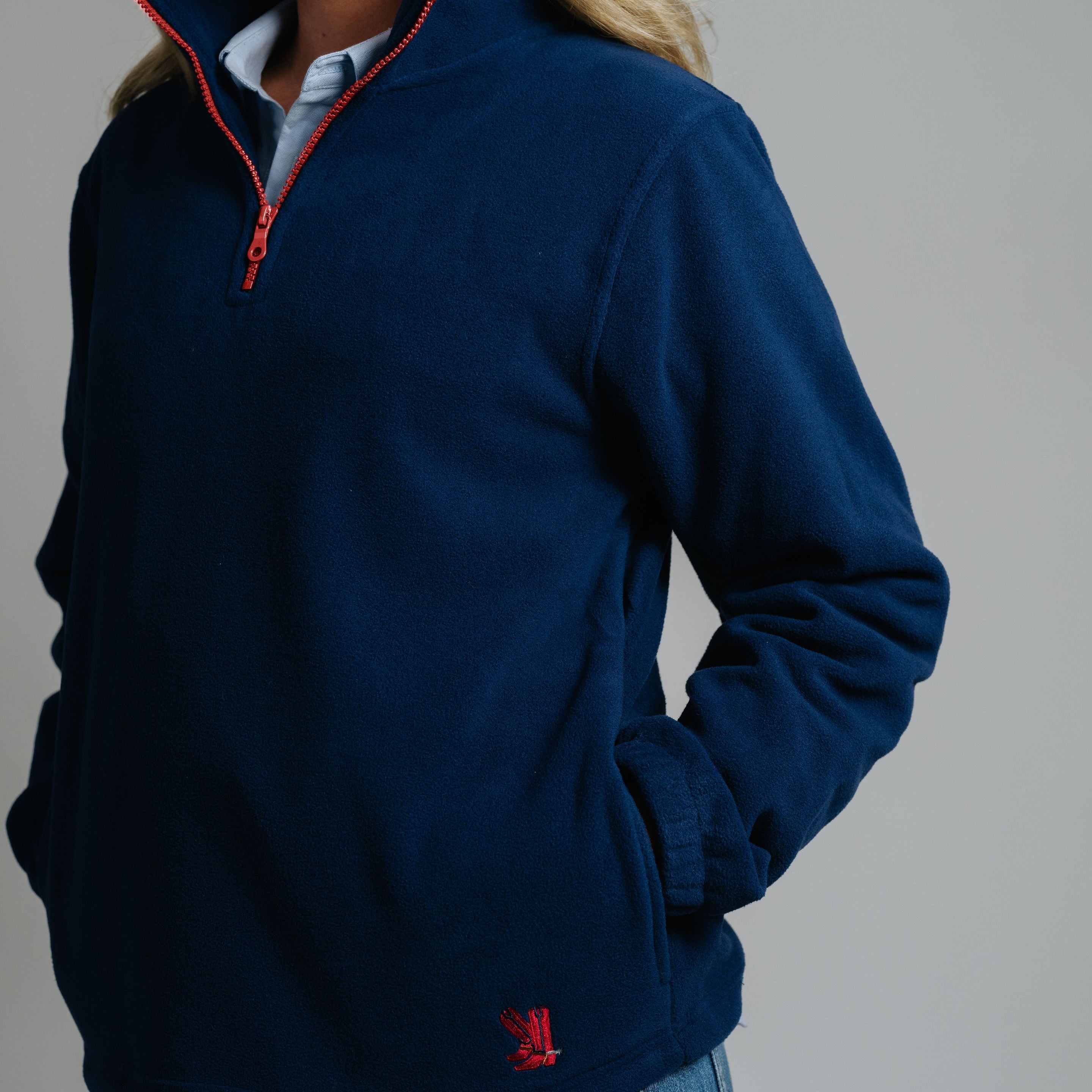 Polar Fleece - Navy w. Red Zip