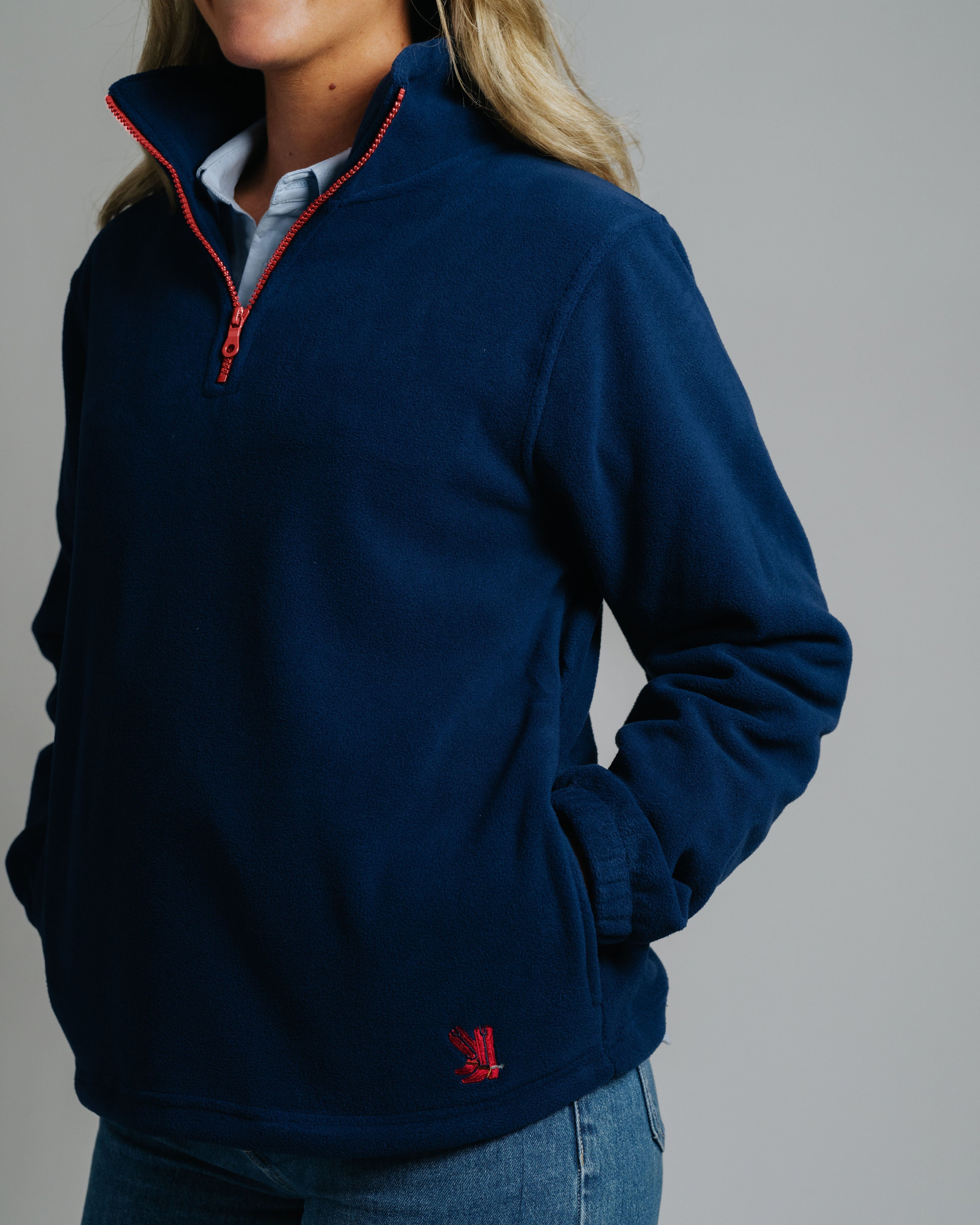Polar Fleece - Navy w. Red Zip
