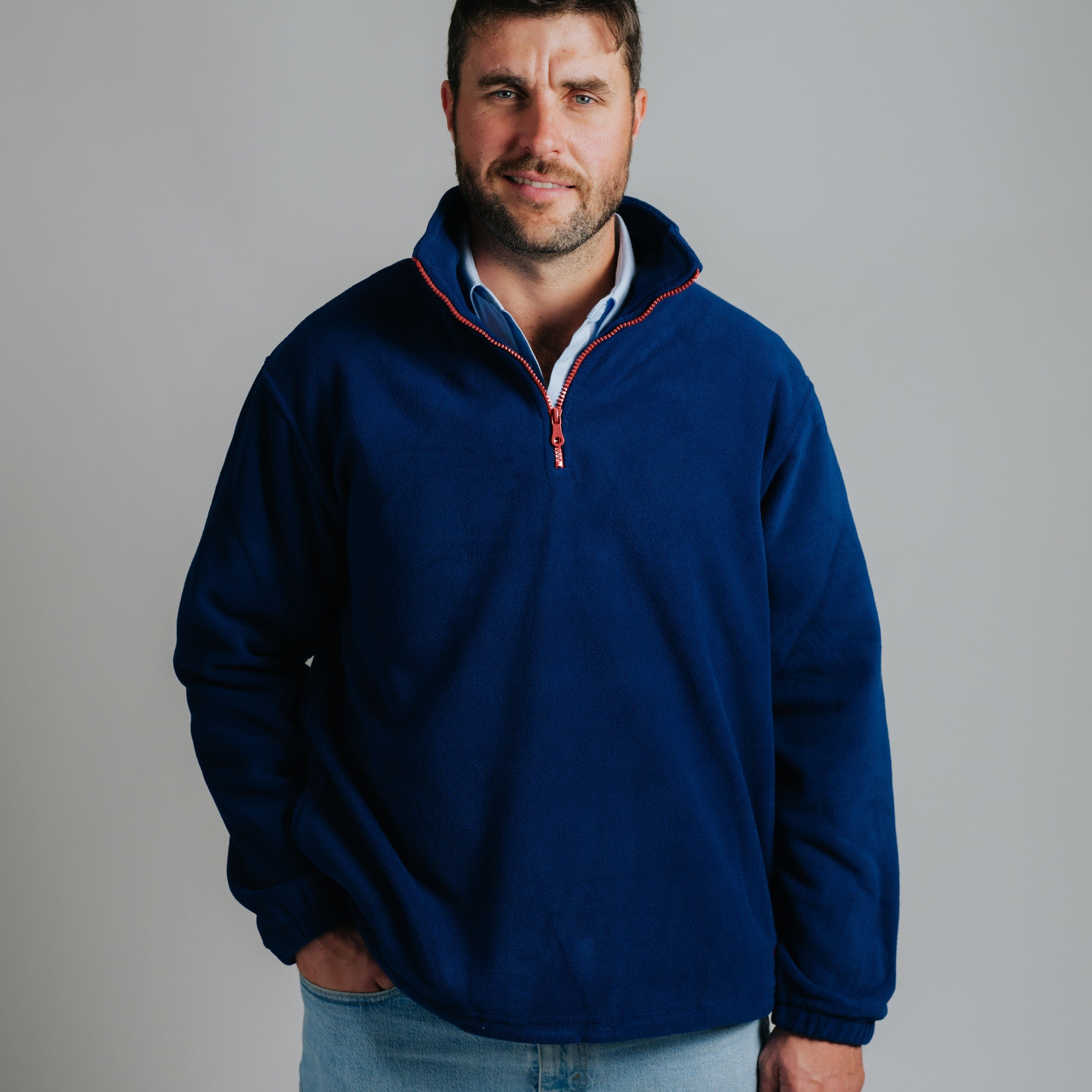 Polar Fleece - Navy w. Red Zip