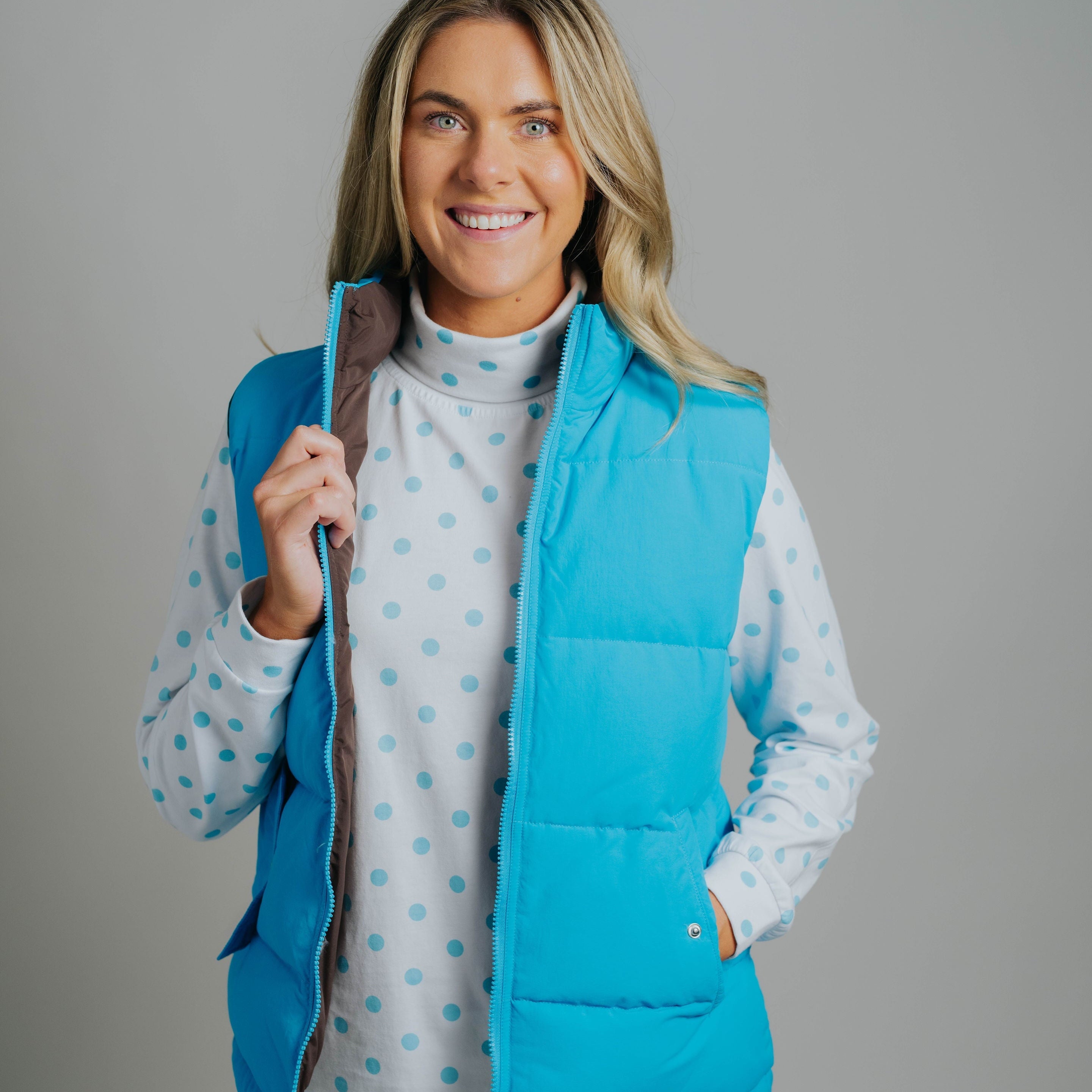 Reversible Vest - Aqua/Chocolate